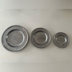 Set of 3 pewter plates/chargers by Royal Holland (stamped).  Made in Holland